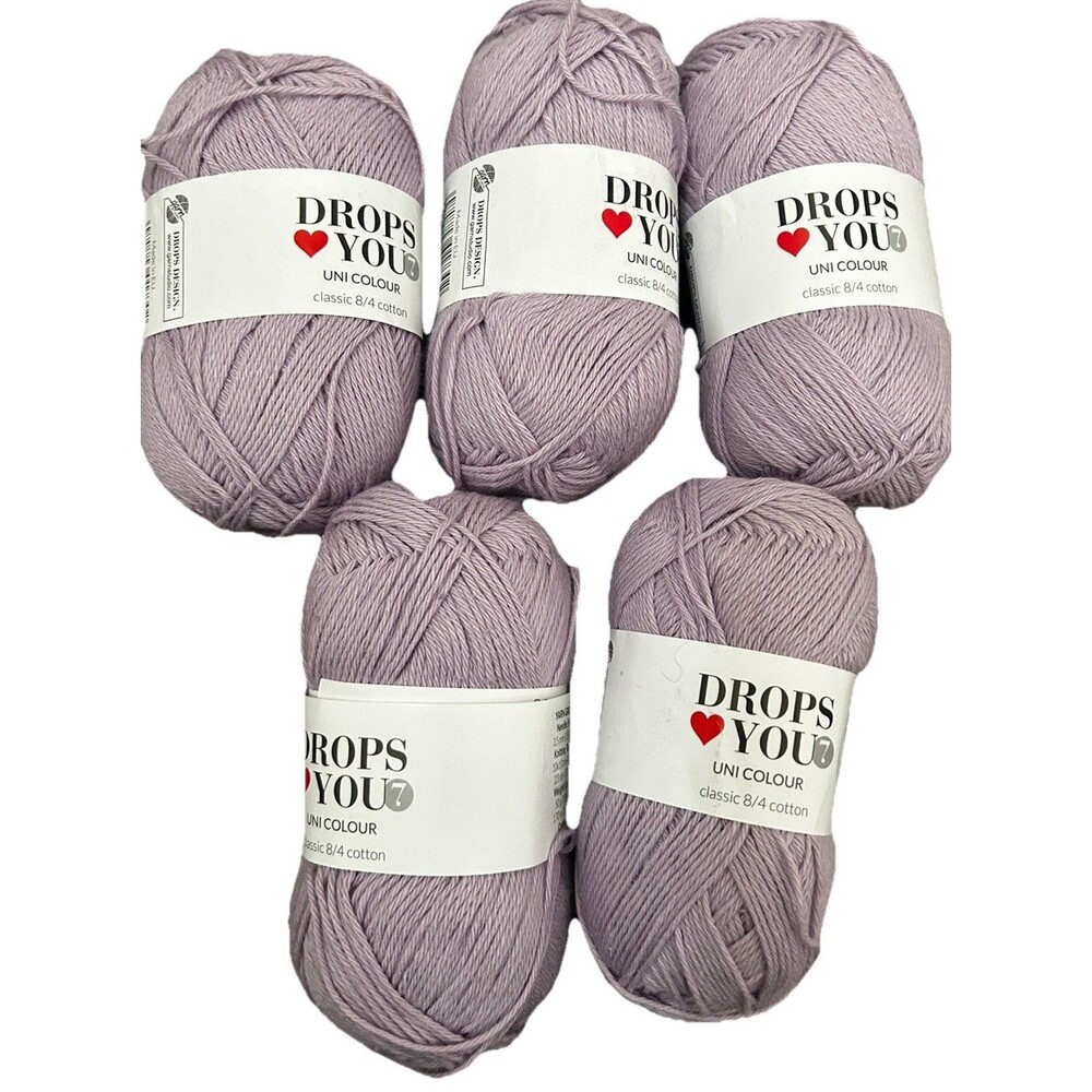 5 Yarn Skeins Drops Loves You NEW 100% cotton Lavender